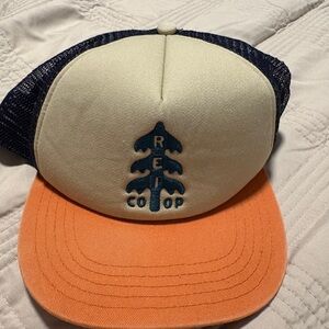 REI Cream and Orange Trucker Hat